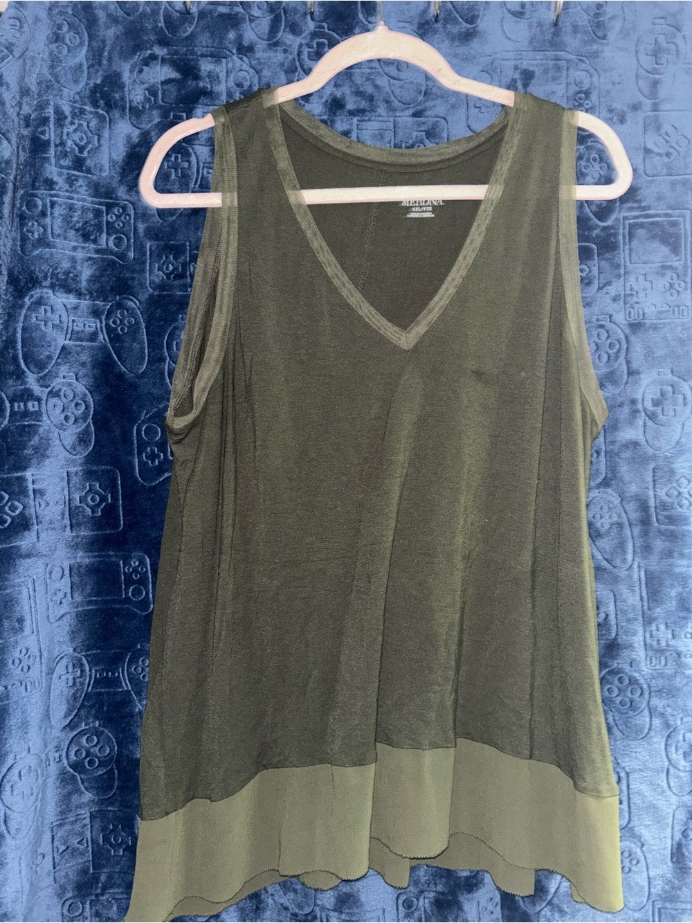 Merona Olive Green Layered V-Neck Sleeveless Top
